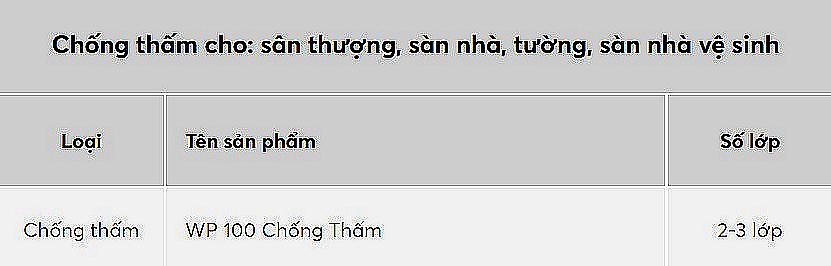 Hệ Thống Đề Nghị Của Sơn Ngoại Thất WP 100 Chống Thấm
